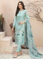 Organza Sky Blue Festival Wear Embroidery Work Readymade Pakistani Suit